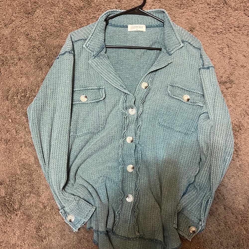 The Post Waffle Button Up